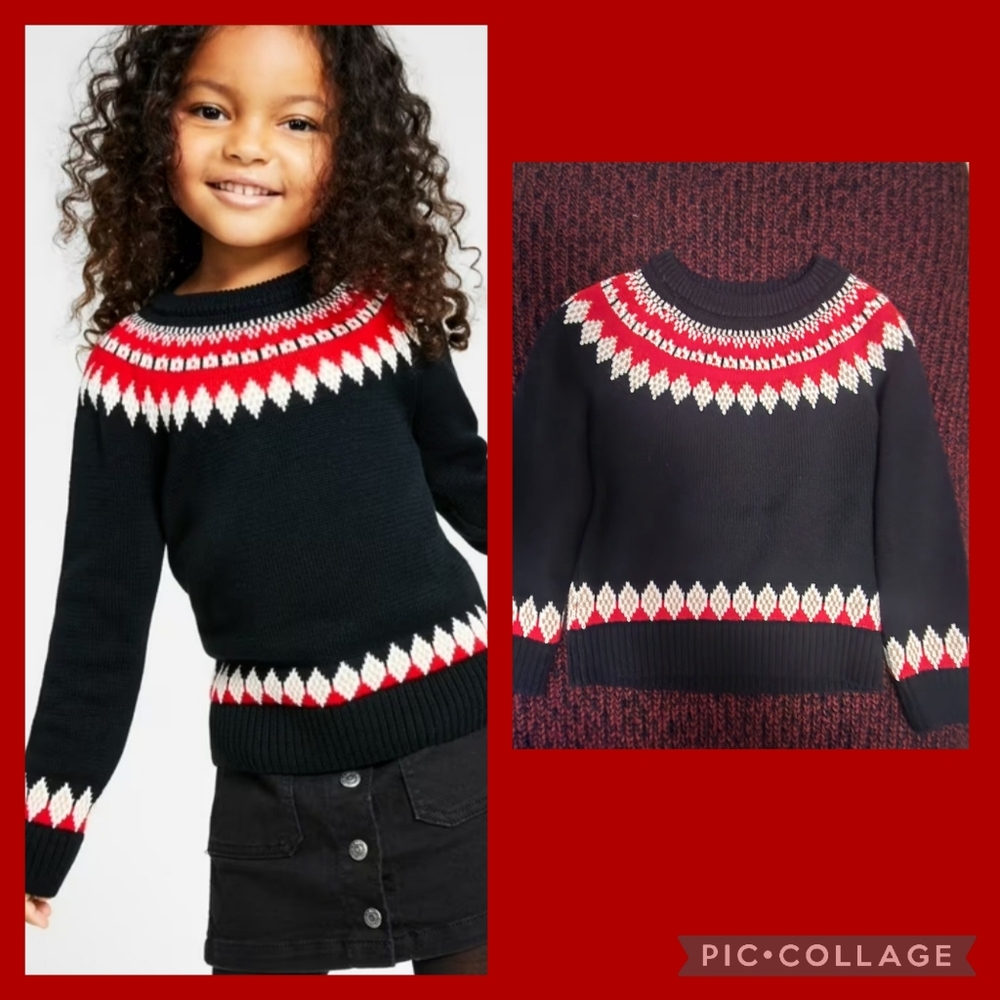 Charter Club Fair Isle Navy Blue, Red & White  Sweater Size 3T